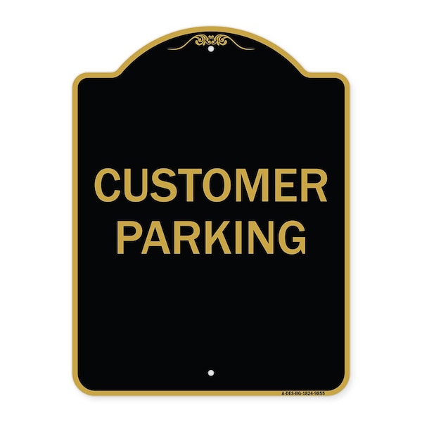 Signmission Designer Series Sign-Customer Parking, Black & Gold Heavy-Gauge Aluminum, 24" x 18", BG-1824-9855 A-DES-BG-1824-9855 - main